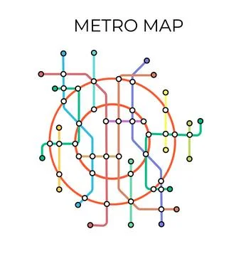 Metro stations and plan of subway with. Fictional metro map of underground Ilustración de archivo