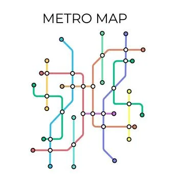 Metro stations and plan of subway with. Fictional metro map of underground Stock Illustration
