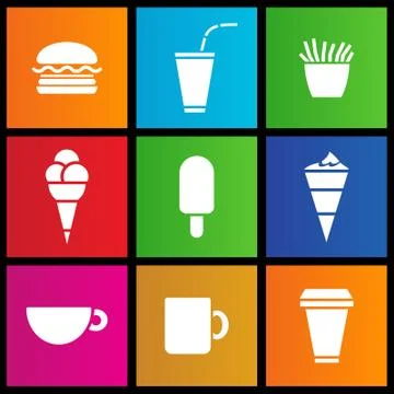 Metro style Ice Cream, coffee and Fast Food Illustrazione stock