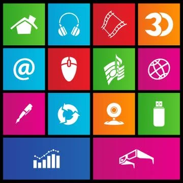 Metro style web icons Stock Illustration