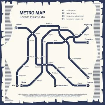 Metro subway map - subway poster design Stock Illustration