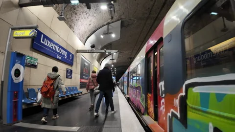 Metro subway of Paris Stock Footage 295761231