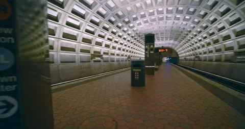Metro subway system, Washington D.C. Pan of Empty platform Stock Footage 138832828