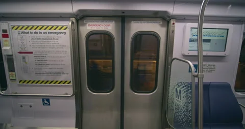 Metro subway system, Washington D.C. Interior train in motion Stock Footage 138833507