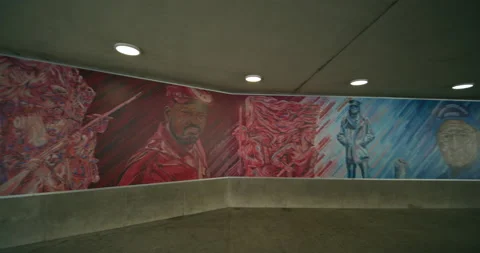 Metro subway system, Washington D.C. Art Work, McPherson Station Stock Footage 138833937