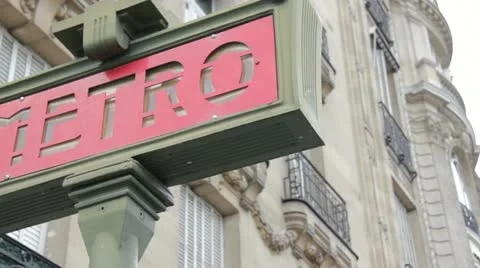 Metro symbol in Paris Stock Footage 12567101