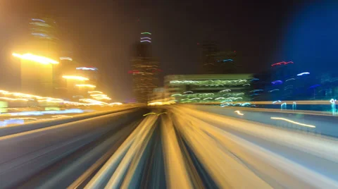 Metro timelapse long at night 4K Stock Footage 33933593