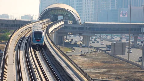 Metro train arrival to station Stock Footage 86940895
