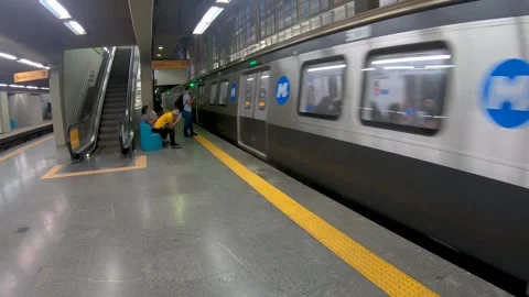 Metro train arriving Stock Footage 308127165