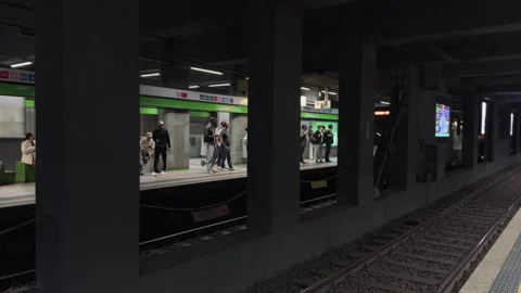 Metro train arriving at Garibaldi FS station on Milan M2 line Stock Footage 337363339