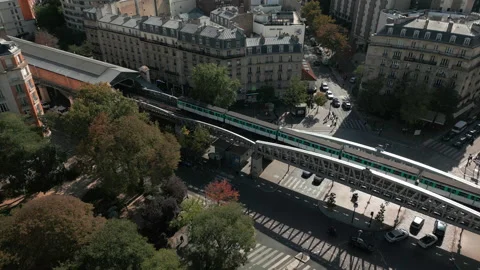 Metro train arriving at La Motte Picquet Grenelle station in Paris town Stock Footage 217658598