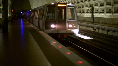 Metro train arriving at platform. Stock Footage 52063522