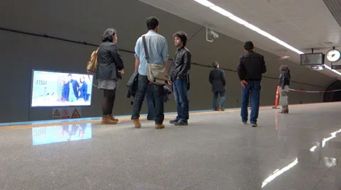 Metro train arriving at the station (Editorial) Video stock 35922402
