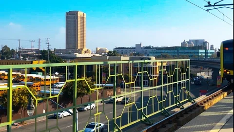 Metro train arriving to the station Stock Footage 125916099