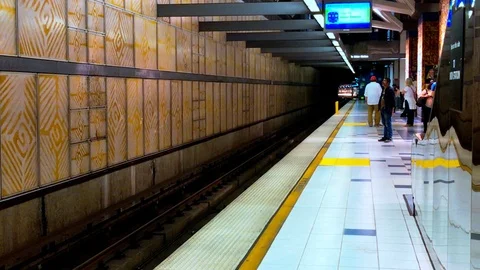 Metro train arriving at the station Stock Footage 126963920