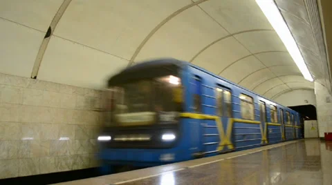 Metro train with blue wagon line, transportation details. Stock Footage 32703496