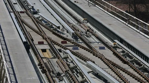 Metro train bridge and station 4 Stock Footage 35869722