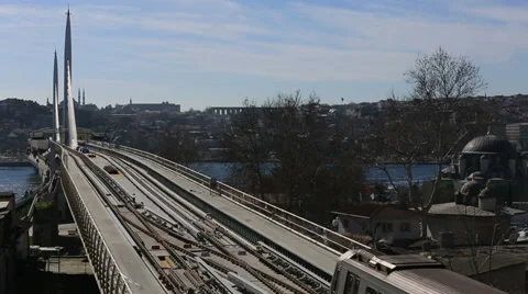 Metro train bridge and station 7 Video stock 35870448