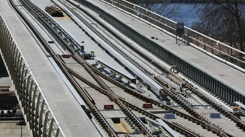 Metro train bridge and station 8 Video stock 35870561