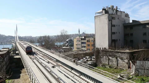 Metro train bridge and station 14 Video stock 35872066