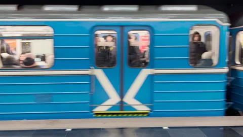 Metro train close-up. Clip. Subway Stock-Footage 227529302