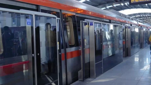 Metro Train Door Closing Automatically Stock Footage 220116538