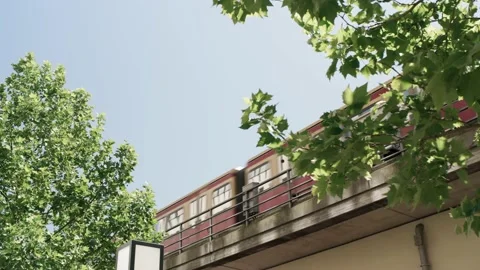 Metro Train Heading Towards Station Urban Space Architecture Day Time Stock Footage 144256016