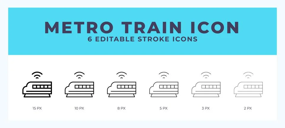 Metro train icon with editable stroke. Outline icon vector illustration. Stock Illustration