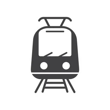 Metro train icon in flat style. Subway vector illustration on isolated back.. Illustrazione stock