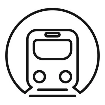 Metro train icon outline vector. Railway platform Stock Illustration