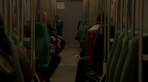 Metro train interior - Medium long shot from tripod Stock Footage 42410075