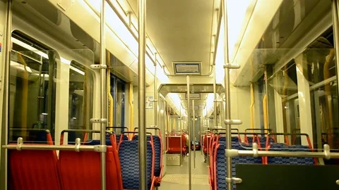 Metro train interior, subway, Amsterdam, Netherlands. 스톡 동영상 71976209