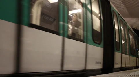 Metro train leaving (Paris) Stock Footage 35190383