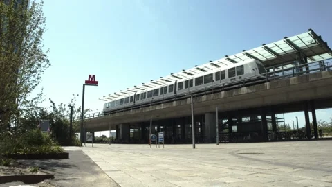 Metro train leaving the station Stock Footage 130959806