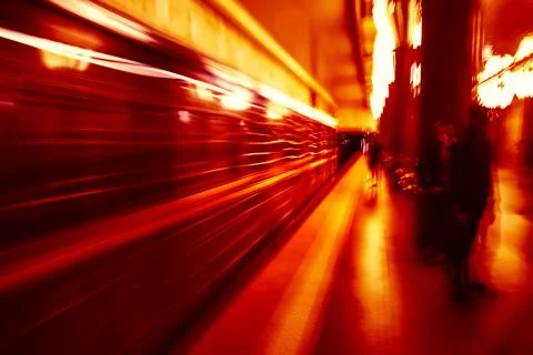 Metro Train with motion blur effect Stock Photos