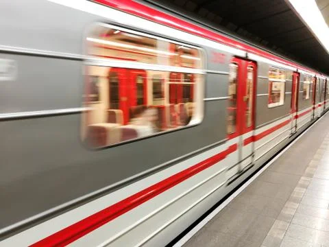 Metro train with motion blur Foto stock