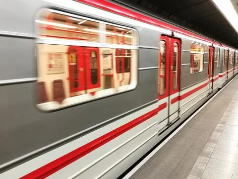 Metro train with motion blur Foto stock