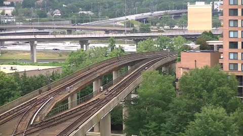 Metro Train Pulling Into Station Stock Footage 27139043