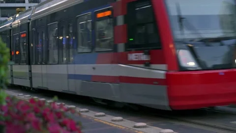 Metro Train Speeding Downtown Houston Texas Stock Footage 201120563