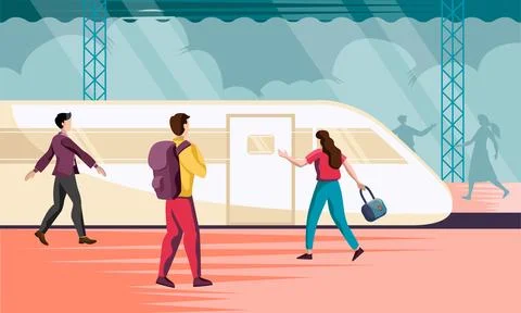 Metro train station with passenger on platform Stock-Illustration