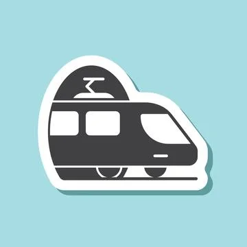 Metro train sticker icon in flat style. Subway vector illustration on isola.. Stock Illustration