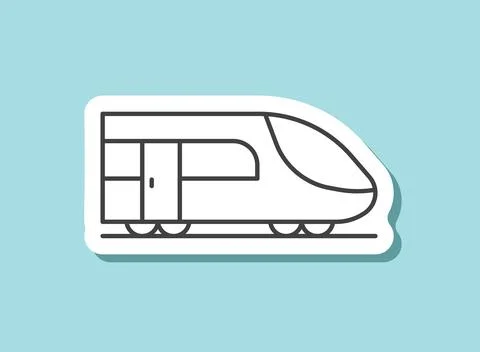 Metro train sticker icon in line stroke flat style. Subway vector illustrat.. Stock Illustration
