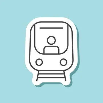 Metro train sticker icon in line stroke flat style. Subway vector illustrat.. Stock Illustration