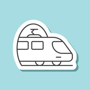 Metro train sticker icon in line stroke flat style. Subway vector illustrat.. Stock Illustration