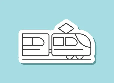 Metro train sticker icon in line stroke flat style. Subway vector illustrat.. Stock Illustration