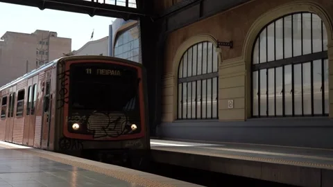 Metro train transportation of Athens, Athens Greece 28 June 2026 Stock Footage 337649916
