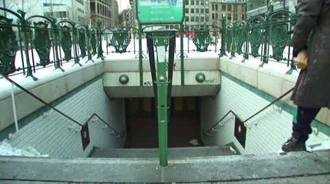 Metro with a tramp going down Stock Footage 33131431