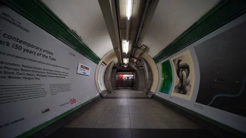Metro tunnel on London Underground path tube train station. Stock Footage 116679853