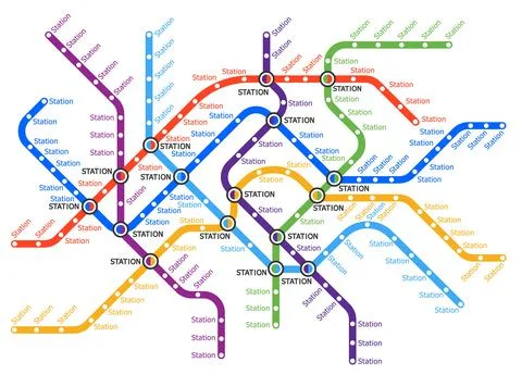 Metro, underground and subway lines transport map Stock Illustration