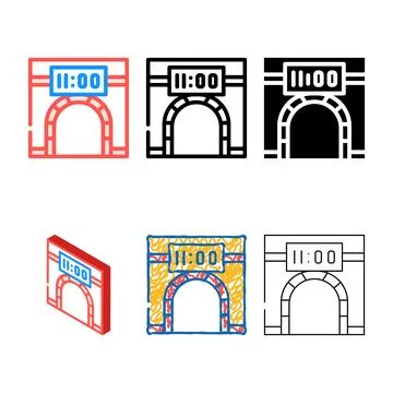 Metro underground clock color icon vector set イラスト素材